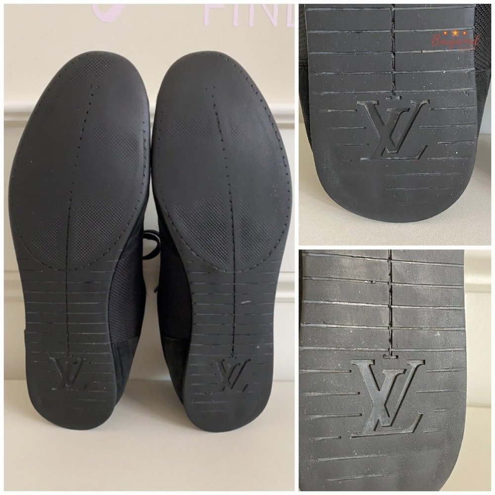 Authentic Louis Vuitton Black Mesh & Suede LV Logo Low Top Sneakers 38/8 - Picture 8 of 13
